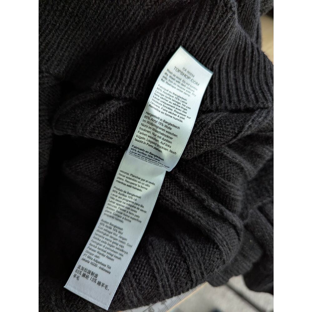 Womens Black Knit Funnel Neck Sweater - Picture 7 of 12